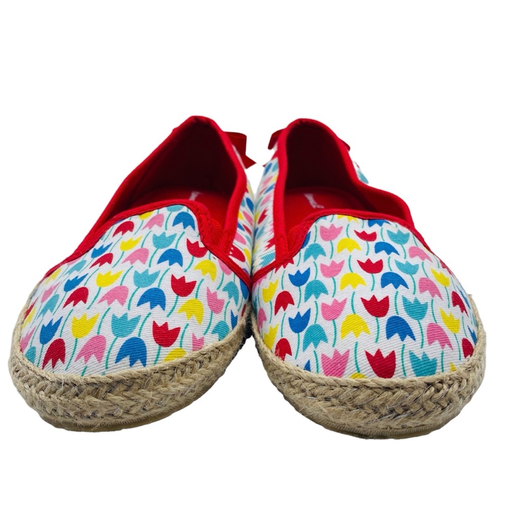 Hanna Andersson Girls Tanja Espadrille Slip On Shoes Size 4 Red Colorful Tulips - Picture 6 of 12